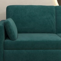 HOMCOM Canapea cu 3 Locuri din Catifea, cu Perne și Șezut Capitonat, 178x82x85cm, Verde Închis(m-11)