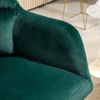HOMCOM Fotoliu pentru Living din Catifea, Tapițat, cu Picioare din Oțel și Brațe Extinse, Verde(m-9)