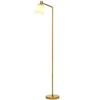 HOMCOM Lámpara de Pie LED Regulable con 3 Temperaturas de Color 3000K-6500K Pantalla Giratoria Bombilla E27 Blanco y Dorado(m-11)