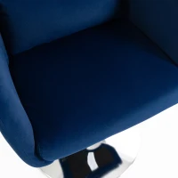 HOMCOM Retro Velvet Swivel Tub Chair with Steel Frame, Cushion Seat, Dark Blue(m-12)