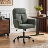 HOMCOM Scaun Birou Ergonomic, Scaun de Birou cu Înălțime Reglabilă, Șezut Lat, Funcție de Balans, Verde Închis(m-7)