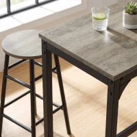 HOMCOM 5 Piece Bar Table Set with 4 Stools, Industrial Bar Table and Stool Set, Dining Table and Chair Set, Grey(m-12)