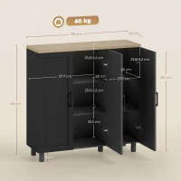 HOMCOM Sideboard Buffet Cabinet, Kitchen Storage Cabinet with 3 Doors and Adjustable Shelves for Living Room, Kitchen, Black(m-3)
