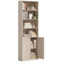 HOMCOM Bookcase Adjustable Shelf Bookshelf Anti-Tip Hardware 6-Tier, Oak Wood Effect(m-14)