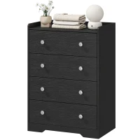 HOMCOM 4 Drawer Chest of Drawers, Modern Dresser for Bedroom, Storage Cabinet for Living Room Entryway, Black Wood Effect(m-13)