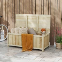 Outsunny 172 Litre Outdoor Storage Box, Wooden terrace Box Garden Storage Container, Natural(m-10)