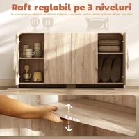 HOMCOM Comodă de Bucătărie cu 2 Dulapuri, Uși Soft-Close și Rafturi Reglabile, 157x39x82 cm, Lemn Natural(m-5)