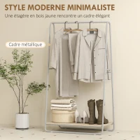 HOMCOM Portant à vêtement 3 en 1, portemanteau avec porte-chaussures, tringles supérieures et latérales, gris(m-5)