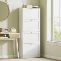 HOMCOM Meuble à chaussures 24 paires, armoire à chaussures avec 4 tiroirs rabattables, étagères réglables, 60x23,5x153cm, blanc(m-8)