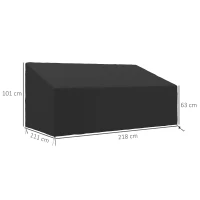 Outsunny 600D Oxford Cloth Garden Furniture Cover Waterproof, 3 Seater Sofa Protector for Patio, Outdoor, Black, 218 x 111 x 63-101 cm(m-3)