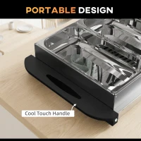 HOMCOM 4 Tray Electric Food Warmer Buffet Server with Warming Plate, Cool Touch Handles, Adjustable Temperature, 300W, 2 x 2.4L and 2 x 1L Pans(m-7)