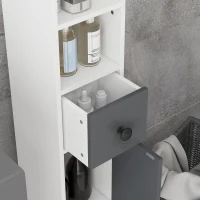 kleankin 180cm Slim Bathroom Cabinet, with Drawer, Shelves and Cupboards - Grey(m-10)