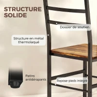HOMCOM Ensemble table salle à manger avec 2 chaises, table de cuisine avec chaises pour 2 personnes, cadre en métal, marron(m-7)