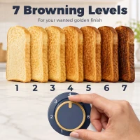 HOMCOM Toaster, Toaster 4 Slice with 7 Browning Levels, High Lift, Reheat/Defrost/Cancel, Dark Blue(m-5)