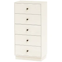 HOMCOM Cómoda de 5 Cajones Estrecha y Alta Mueble Auxiliar para Dormitorio o Pasillo con Tiradores Redondos 47x29x95 cm Beige(m-11)
