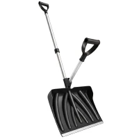 Outsunny Heavy-Duty Snow Shovel with Assist Handle, Portable Snow Pusher with 45cm Wide Blade, Detachable Aluminium Handle(m-1)