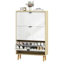HOMCOM Dulap Slim Modern pentru Pantofi, cu 3 Sertare Rabatabile pentru 24 de Perechi, 80x24x127 cm, Alb(m-16)