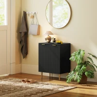 HOMCOM Sideboard Buffet Cabinet, Modern Kitchen Storage Cabinet with Adjustable Shelves and Metal Legs, Black(m-9)