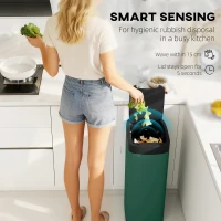 HOMCOM 50L Sensor Bin, Automatic Kitchen Bin, Manual Override, Battery Operated, Inner-Bucket-Free, for Kitchen, Bedroom(m-4)