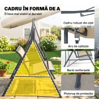 Outsunny Leagăn de grădină cu 3 locuri, copertină, șezut respirabil și cadru din oțel, bej(m-4)