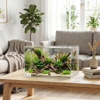 PawHut Fish Tank Bare Glass for DIY Glass Aquarium with Protective Base Mat 24L Transparent for Fish Shrimps(m-2)