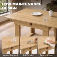 HOMCOM Folding Dining Table Under-Table Storage Extendable Kitchen Table Steel Rail Oak Effect(m-7)