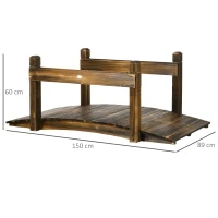 Outsunny 5FT Wooden Garden Bridge with Planters on Safety Railings, Stained Finish Arc Footbridge for Pond Backyard Stream(m-3)