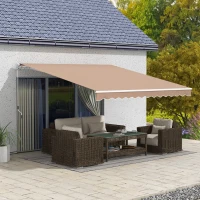 Outsunny Toldo para Balcón 350x250 cm con Manivela de Metal Impermeable y Anti-UV para Jardín Terraza Ventanas Marrón(m-10)