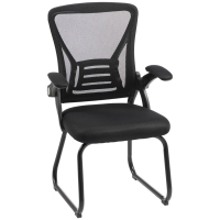 HOMCOM Office Chair, Ergonomic Desk Chair No Wheels with Mesh Backrest and Steel Legs for Home Conference Room, Black