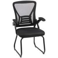 HOMCOM Office Chair, Ergonomic Desk Chair No Wheels with Mesh Backrest and Steel Legs for Home Conference Room, Black(m-1)