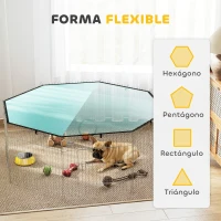 PawHut Parque para Perros de 8 Paneles con Cubierta 155x155x60 cm Valla Metálica para Cachorros Diseño DIY Puerta Verde(m-4)
