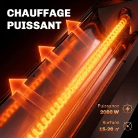 Outsunny Radiateur Infrarouge sur Pied ou Mural 2000 W, IP65, Télécommande, 8 Niveaux, Minuterie, Housse, 30,5x25x104,6cm, Noir(m-4)