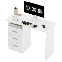 HOMCOM Birou Modern din Lemn cu 3 Sertare și Raft Deschis, 100x40x75 cm, Alb și Maro(m-16)