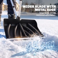 Outsunny Heavy-Duty Snow Shovel with Assist Handle, Portable Snow Pusher with 45cm Wide Blade, Detachable Aluminium Handle(m-6)