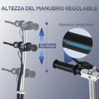 HOMCOM Monopattino Elettrico Pieghevole Altezza Regolabile 82-93cm con Freno Velocità 12km/h, Nero(m-7)