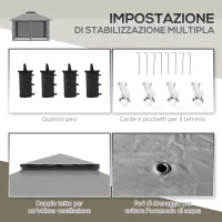 Outsunny Gazebo Pieghevole 4x4 con Borsa da Trasporto, Picchetti, Funi e Sacchi di Sabbia Inclusi, 392x392x283 cm, Grigio(m-7)