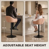 HOMCOM Bar Stools Adjustable Heights Breakfast Bar Stools Backrest Armrests Set of 2, Brown(m-6)