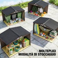 Outsunny Casetta da Giardino con 4 Prese d'Aria e 2 Porte Scorrevoli in Acciaio, 277x195x192 cm, Marrone(m-6)