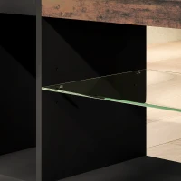 HOMCOM Meuble TV avec lumières LED et télécommande, étagères et compartiments ouvert, 140x35x47cm, marron(m-9)