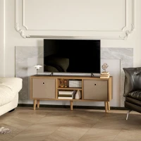 HOMCOM Mueble de TV para Televisores de hasta 50 Pulgadas con 2 Cajones de Tela y Estantes Abiertos Madera y Marrón(m-8)