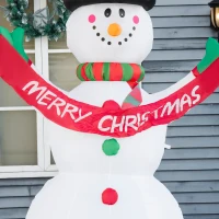 HOMCOM Pupazzo di Neve Gonfiabile Gigante Alto 243cm con Luci a LED Decorazione da Esterno o Giardino(m-8)