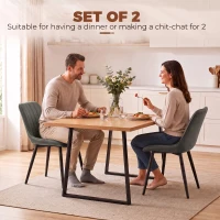 HOMCOM Faux Leather Upholstered Kitchen Chairs, Modern Dining Chairs Set of 2 with Metal Legs for Dining Room, Grey(m-4)