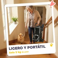 PawHut Cochecito para Perros Plegable de 4 Ruedas de EVA Giratorio y Freno Ventanas de Malla Cojín Lavable Portavasos Gris(m-5)