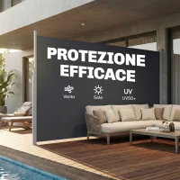 Outsunny Tenda Laterale Retrattile Impermeabile e UV 50+, in Alluminio, Acciaio e Poliestere, 420x185 cm, Grigio Scuro(m-4)