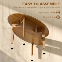 HOMCOM Table Basse Ovale à 2 Niveaux, Table de Salon Moderne avec Étagère Inférieure Ouverte, 80 x 50 x 45 cm, Chêne(m-9)