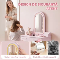 AIYAPLAY Măsuță de Toaletă pentru Copii 3-8 Ani, cu Taburet, Oglindă, Roz(m-6)