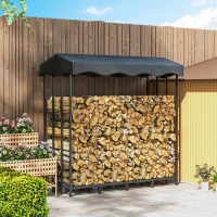 Outsunny Portalegna da Esterno in Metallo Rinforzato con Copertura, Capacità di 2000kg, Nero(m-7)