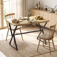 HOMCOM Mesa de Comedor para 2 Personas, Mesa de Cocina, Estilo Moderno con Tablero Grueso, 110 x 67 x 75,5 cm, Negro y Roble(m-10)