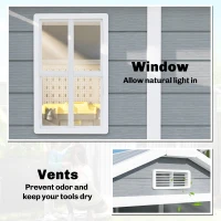 Outsunny 4 x 6ft Garden Shed, Plastic Shed with Floor, Window, Lockable Door and Vents, Resin Tool Shed for Outdoor Patio Storage, Zero Maintenance, Grey(m-5)
