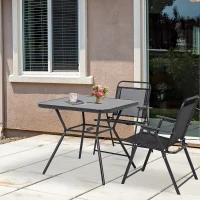 Outsunny Square Outdoor Table, Patio Bistro Coffee Table with Faux-marbled Top and 42mm Umbrella Hole for Garden(m-10)